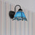 Pyramid Wall Light Fixture Tiffany Blue/Yellow Glass 1 Head Black Sconce Light for Living Room Blue Clearhalo 'Industrial' 'Middle century wall lights' 'Tiffany wall lights' 'Tiffany' 'Wall Lamps & Sconces' 'Wall Lights' Lighting' 253330