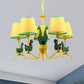 Wood Giraffe Chandelier Light with Tapered Shade Living Room Cartoon Hanging Light in Yellow Clearhalo 'Ceiling Lights' 'Chandeliers' Lighting' options 253455