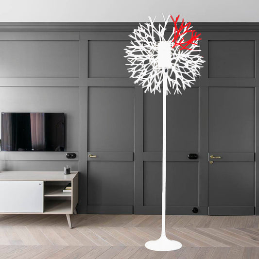 Dandelion Shape Living Room Floor Lamp Metal 1 Head Romantic Floor Lamp in White Clearhalo 'Floor Lamps' 'Lamps' Lighting' 253511