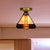 Vintage Tiffany Craftsman Flush Ceiling Light 1 Light Stained Glass Ceiling Lamp in Black/Antique Brass for Corridor Antique Brass Clearhalo 'Ceiling Lights' 'Close To Ceiling Lights' 'Close to ceiling' 'Glass shade' 'Glass' 'Semi-flushmount' 'Tiffany close to ceiling' 'Tiffany' Lighting' 253514