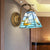 1 Light Sailboat Wall Sconce Light Nautical Stained Glass Wall Mount Light in Brass Blue Clearhalo 'Cast Iron' 'Glass' 'Industrial' 'Middle century wall lights' 'Modern' 'Tiffany wall lights' 'Tiffany' 'Traditional wall lights' 'Wall Lamps & Sconces' 'Wall Lights' Lighting' 253603