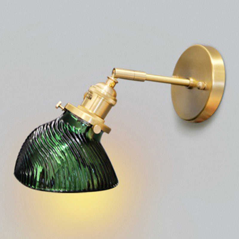 Rotatable Adult Bedroom Sconce Lamp Metal Single Light Green and Brass Wall Lamp Green Clearhalo 'Cast Iron' 'Glass' 'Industrial' 'Modern wall lights' 'Modern' 'Tiffany' 'Traditional wall lights' 'Wall Lamps & Sconces' 'Wall Lights' Lighting' 253636