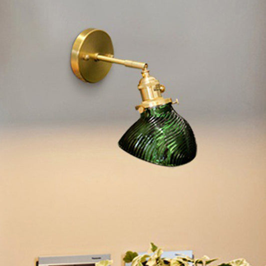 Rotatable Adult Bedroom Sconce Lamp Metal Single Light Green and Brass Wall Lamp Clearhalo 'Cast Iron' 'Glass' 'Industrial' 'Modern wall lights' 'Modern' 'Tiffany' 'Traditional wall lights' 'Wall Lamps & Sconces' 'Wall Lights' Lighting' 253637