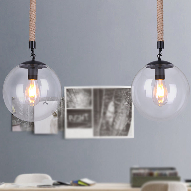 6"/8" Wide Global Glass Pendant Light Industrial 1 Light Dining Room Hanging Ceiling Light in Clear Clearhalo 'Ceiling Lights' 'Glass shade' 'Glass' 'Industrial Pendants' 'Industrial' 'Middle Century Pendants' 'Pendant Lights' 'Pendants' 'Tiffany' Lighting' 253743