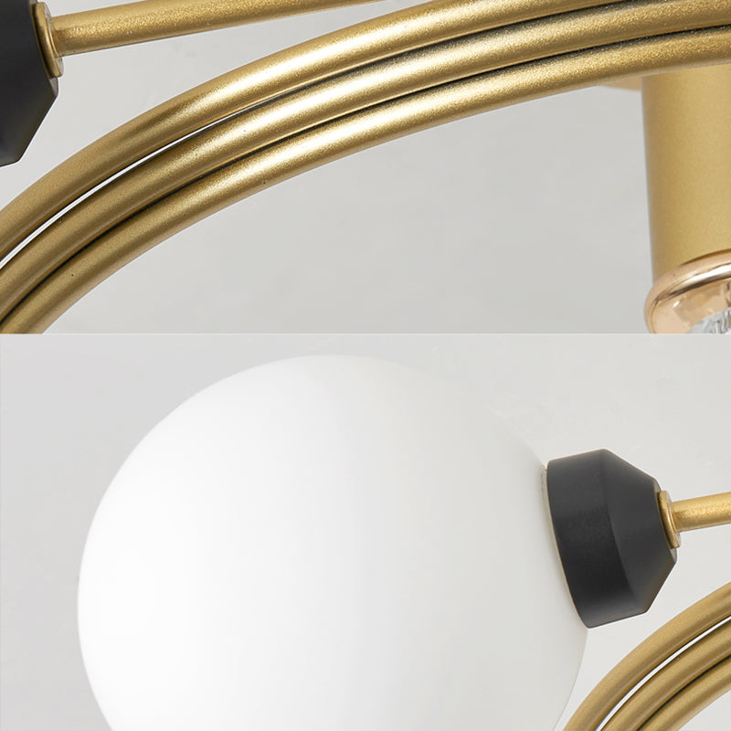 Gold Spiral Semi Flush Lighting Nordic 3/5 Lights Ceiling Flushmount with Orb Clear/Milk/White Glass Shade Clearhalo 'Ceiling Lights' 'Close To Ceiling Lights' 'Close to ceiling' 'Glass shade' 'Glass' 'Pendant Lights' 'Semi-flushmount' Lighting' 253752