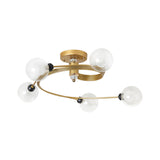 Gold Spiral Semi Flush Lighting Nordic 3/5 Lights Ceiling Flushmount with Orb Clear/Milk/White Glass Shade Clearhalo 'Ceiling Lights' 'Close To Ceiling Lights' 'Close to ceiling' 'Glass shade' 'Glass' 'Pendant Lights' 'Semi-flushmount' Lighting' 253757