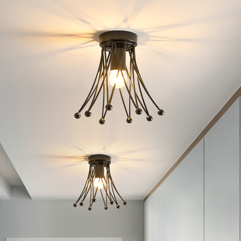 Metallic Crown Flush Mount Lighting Modern 1 Light Kids Flush Ceiling Light in Black/Gold/White Black Clearhalo 'Ceiling Lights' 'Close To Ceiling Lights' 'Close to ceiling' 'Flush mount' Lighting' 253766