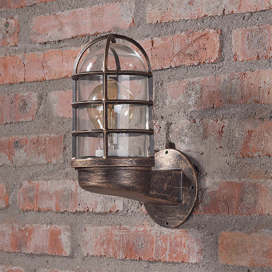 Cylinder Clear Glass Wall Mounted Lamp Industrial Single Bulb Living Room Sconce Light in Pink/Blue/Green with Cage Clearhalo 'Cast Iron' 'Glass' 'Industrial' 'Modern wall lights' 'Modern' 'Tiffany' 'Traditional wall lights' 'Wall Lamps & Sconces' 'Wall Lights' Lighting' 253784