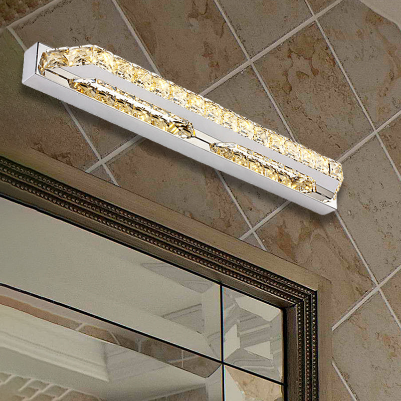 Linear Bathroom Vanity Wall Light Clear/Champagne Crystal 16"/22" W LED Contemporary Wall Lamp in Warm/White Light - Champagne - Clearhalo - 'Modern wall lights' - 'Modern' - 'Vanity Lights' - 'Wall Lights' - Lighting' - 253803