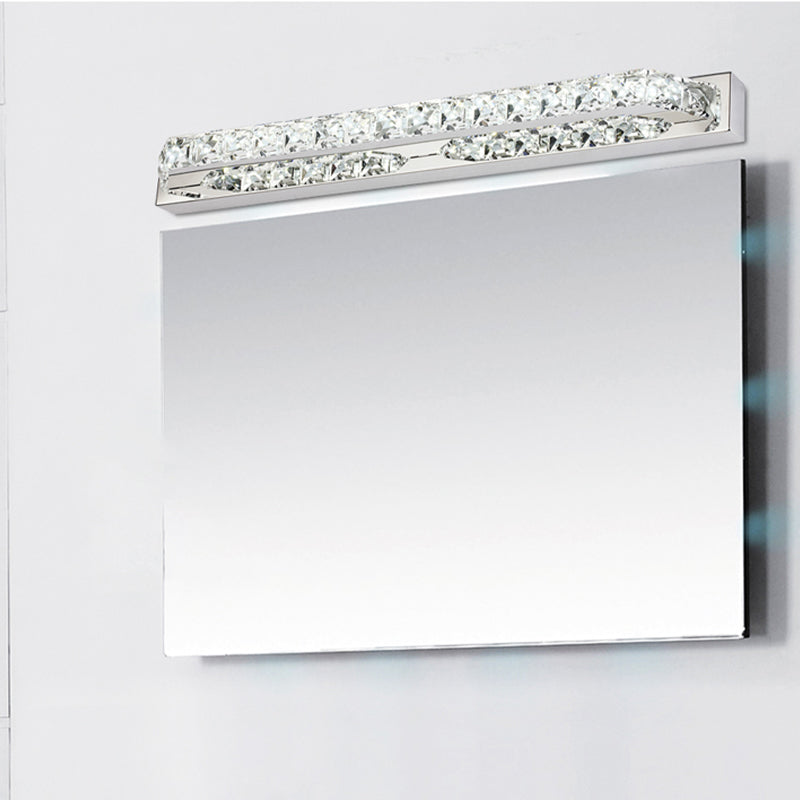 Linear Bathroom Vanity Wall Light Clear/Champagne Crystal 16"/22" W LED Contemporary Wall Lamp in Warm/White Light Clear Clearhalo 'Modern wall lights' 'Modern' 'Vanity Lights' 'Wall Lights' Lighting' 253807