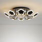 Petal-Shape Semi Mount Light Modern Acrylic 23"/27" W LED Black/White Ceiling Lamp with Clear Crystal Draping, Warm/White Light Black 27" Warm Clearhalo 'Ceiling Lights' 'Close To Ceiling Lights' 'Close to ceiling' 'Semi-flushmount' Lighting' 253860