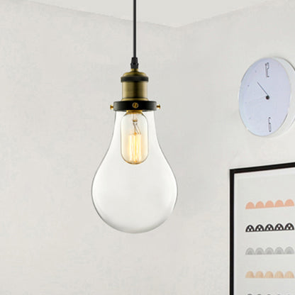 Single Light Bulb Shape Pendant Lighting Factory Brass Clear Glass Hanging Light Fixture for Dining Room Clear Clearhalo 'Ceiling Lights' 'Glass shade' 'Glass' 'Industrial Pendants' 'Industrial' 'Middle Century Pendants' 'Pendant Lights' 'Pendants' 'Tiffany' Lighting' 253931