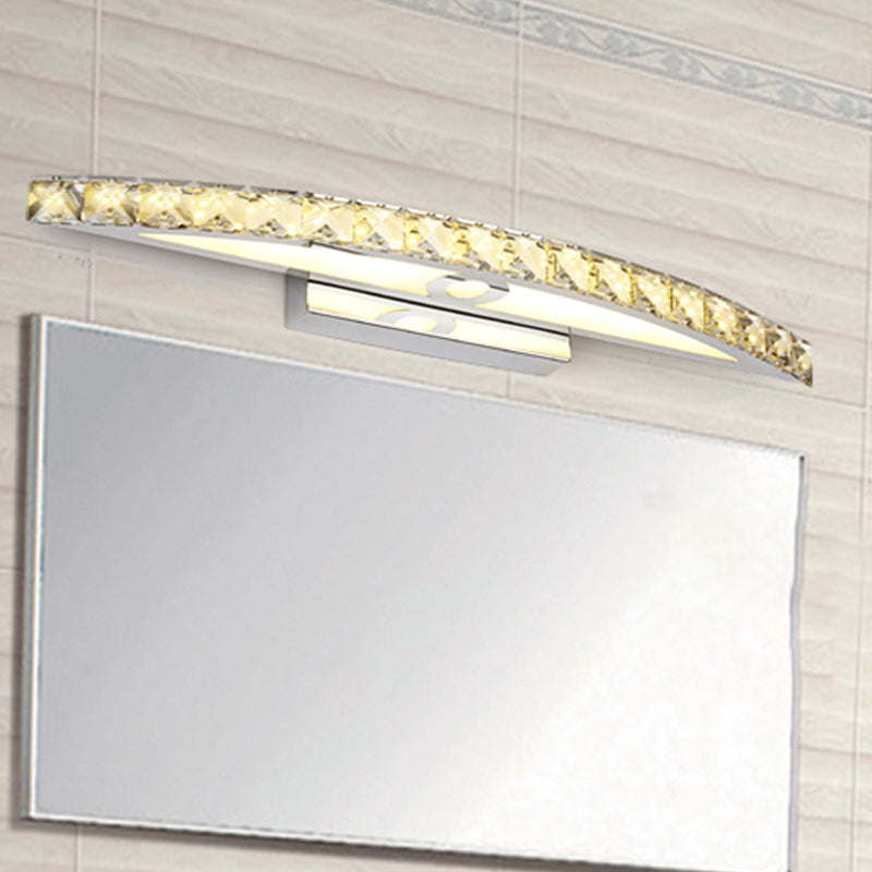 Curved Vanity Lighting Modern Style Clear/Champagne Crystal 17"/21" W LED Wall Mounted Lamp, Warm/White Light Clearhalo 'Modern wall lights' 'Modern' 'Vanity Lights' 'Wall Lights' Lighting' 253941