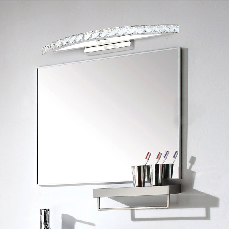 Curved Vanity Lighting Modern Style Clear/Champagne Crystal 17"/21" W LED Wall Mounted Lamp, Warm/White Light Clearhalo 'Modern wall lights' 'Modern' 'Vanity Lights' 'Wall Lights' Lighting' 253946