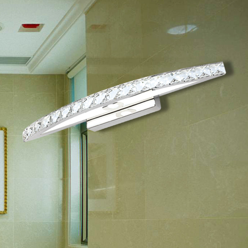 Curved Vanity Lighting Modern Style Clear/Champagne Crystal 17"/21" W LED Wall Mounted Lamp, Warm/White Light Clearhalo 'Modern wall lights' 'Modern' 'Vanity Lights' 'Wall Lights' Lighting' 253947
