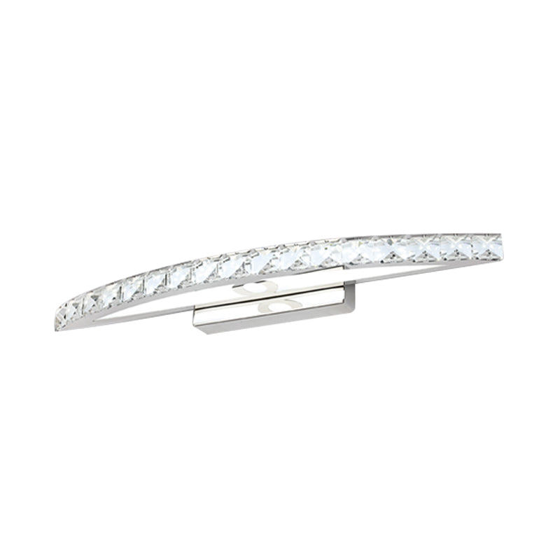 Curved Vanity Lighting Modern Style Clear/Champagne Crystal 17"/21" W LED Wall Mounted Lamp, Warm/White Light Clearhalo 'Modern wall lights' 'Modern' 'Vanity Lights' 'Wall Lights' Lighting' 253948