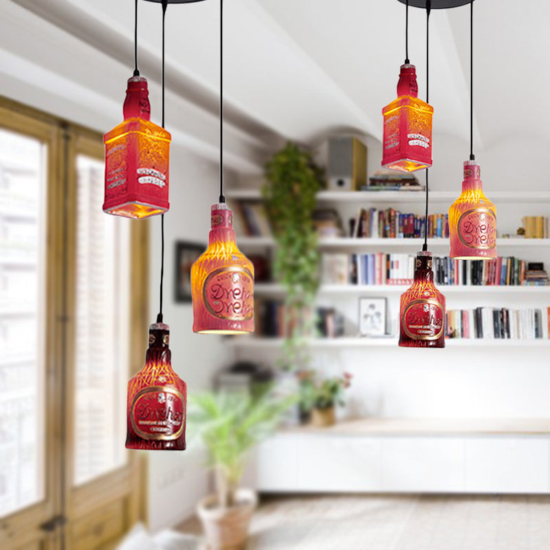 Black 3 Lights Pendant Light Fixture Vintage Stylish Resin Hanging Lamp with Different Shade Clearhalo 'Ceiling Lights' 'Industrial Pendants' 'Industrial' 'Middle Century Pendants' 'Pendant Lights' 'Pendants' 'Tiffany' Lighting' 253953