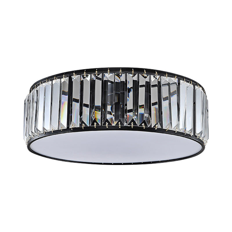 Black/Bronze Drum Flush Mount Lamp Simple 3/4/5-Light Crystal Shaded Bedroom Ceiling Light Clearhalo 'Ceiling Lights' 'Close To Ceiling Lights' 'Close to ceiling' 'Flush mount' Lighting' 254084