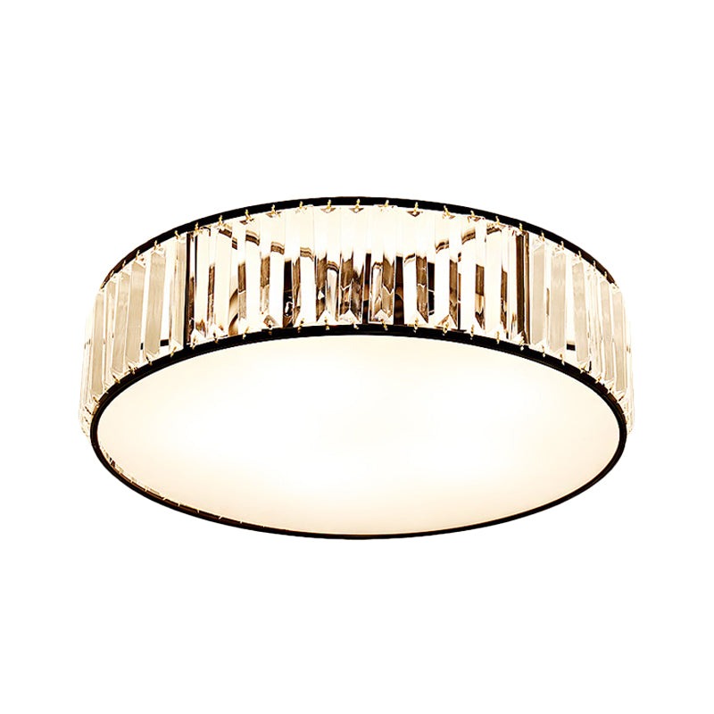 Black/Bronze Drum Flush Mount Lamp Simple 3/4/5-Light Crystal Shaded Bedroom Ceiling Light Clearhalo 'Ceiling Lights' 'Close To Ceiling Lights' 'Close to ceiling' 'Flush mount' Lighting' 254088