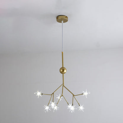 Modern Starry Pendant Light Fixture Iron 9/27/36-Light Dining Room Chandelier in Gold 9 Gold Clearhalo 'Ceiling Lights' 'Chandeliers' 'Modern Chandeliers' 'Modern' Lighting' 254163