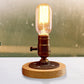 Brass Finish Mini Table Lamp with Wooden Base Farmhouse Metal 1 Light Restaurant Table Lighting Clearhalo 'Lamps' 'Table Lamps' Lighting' 254183