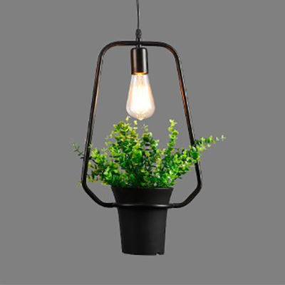 1 Light Planter and Frame Hanging Light Industrial Style Black Finish Metal Pendant Lamp for Balcony Black A Clearhalo 'Art Deco Pendants' 'Black' 'Cast Iron' 'Ceiling Lights' 'Ceramic' 'Crystal' 'Industrial Pendants' 'Industrial' 'Metal' 'Middle Century Pendants' 'Pendant Lights' 'Pendants' 'Rustic Pendants' 'Tiffany' Lighting' 25418