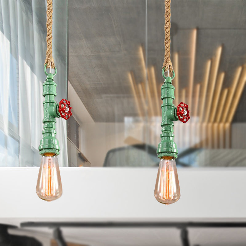 Red/Blue Finish Pipe Ceiling Light Fixture Industrial Style Iron 1 Light Stairway Suspended Lamp Clearhalo 'Art Deco Pendants' 'Cast Iron' 'Ceiling Lights' 'Ceramic' 'Crystal' 'Industrial Pendants' 'Industrial' 'Metal' 'Middle Century Pendants' 'Pendant Lights' 'Pendants' 'Tiffany' Lighting' 254225