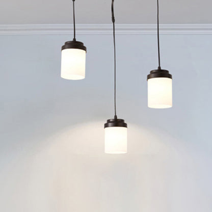 Cylinder Shade Hanging Light Contemporary Frosted Glass Pendant Lamp in Black & White for Kitchen 3 Black Clearhalo 'Ceiling Lights' 'Chandeliers' 'Modern Chandeliers' 'Modern' Lighting' 254285