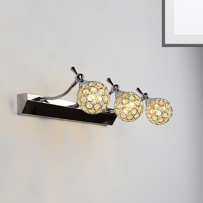 Orbit Wall Light Sconce Modernist Stylish Clear Crystal 3/4 Lights Black Finish Vanity Mirror Light, Warm/White Light