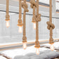 Natural Rope Beige Suspended Light with Open Bulb Country 3 Lights Balcony Pendant Lighting Clearhalo 'Ceiling Lights' 'Industrial Pendants' 'Industrial' 'Middle Century Pendants' 'Pendant Lights' 'Pendants' 'Tiffany' Lighting' 254390