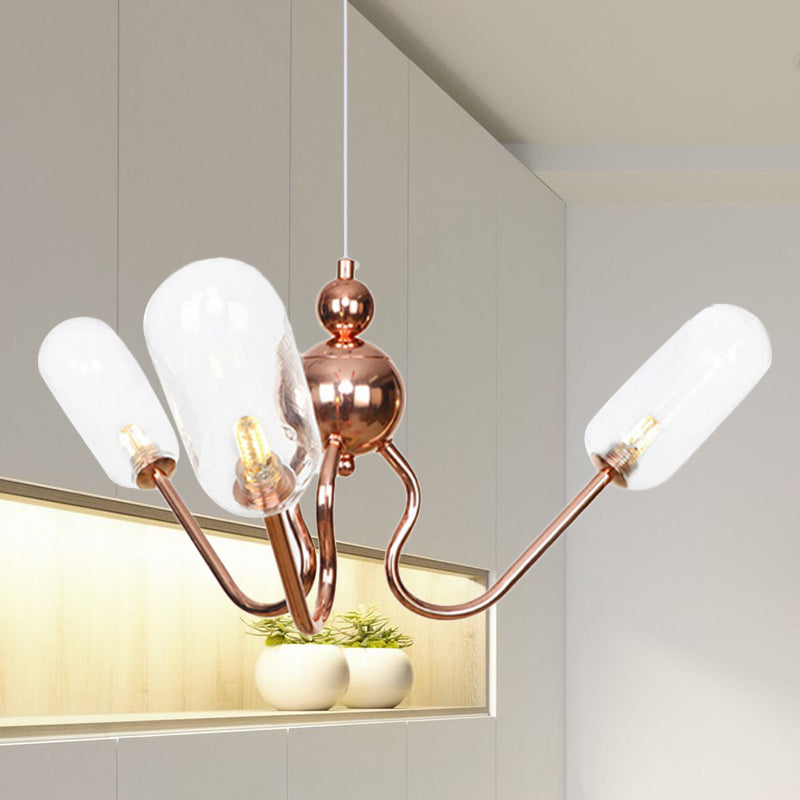 3-Light Clear/Amber Glass Hanging Chandelier Industrial Copper Globe/Tubular Dining Room Pendant Light Fixture Clearhalo 'Cast Iron' 'Ceiling Lights' 'Chandeliers' 'Clear' 'Industrial Chandeliers' 'Industrial' 'Metal' 'Middle Century Chandeliers' 'Modern' 'Rustic Chandeliers' 'Tiffany' 'Traditional Chandeliers' Lighting' 254419