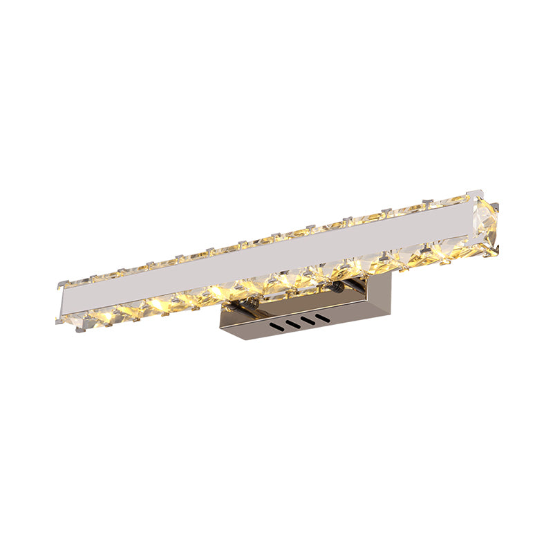 11.5"/16.5" Wide Rectangle Vanity Mirror Light Modern Style Clear Crystal LED White Wall Light Sconce for Bathroom Clearhalo 'Modern wall lights' 'Modern' 'Vanity Lights' 'Wall Lights' Lighting' 254444