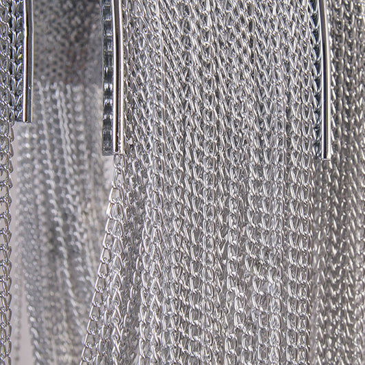 Tassel Sconce Light Fixture Modern Metal Chain 2 Lights Bedroom Wall Light Sconce in Chrome Clearhalo 'Wall Lamps & Sconces' 'Wall Lights' Lighting' 254570