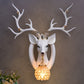 Dome Wall Light Fixture Traditional Metal and Crystal 1 Light Brown/White Sconce Light with Deer Decoration Clearhalo 'Wall Lamps & Sconces' 'Wall Lights' Lighting' 254633