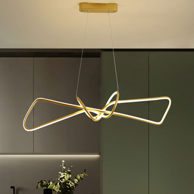Bowtie LED Island Lighting Ideas Contemporary Metal Dining Room Hanging Light Kit Clearhalo 'Ceiling Lights' 'Island Lights' Lighting' 2546399