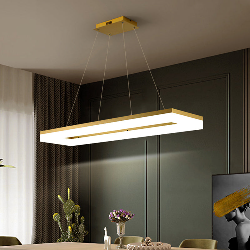 Gold Finish Rectangular Island Light Simple Style Acrylic LED Ceiling Lighting Fixture Clearhalo 'Ceiling Lights' 'Island Lights' Lighting' 2546510
