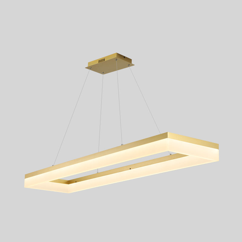 Gold Finish Rectangular Island Light Simple Style Acrylic LED Ceiling Lighting Fixture Gold 47" Natural Clearhalo 'Ceiling Lights' 'Island Lights' Lighting' 2546511