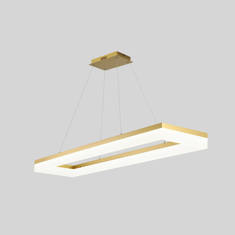 Gold Finish Rectangular Island Light Simple Style Acrylic LED Ceiling Lighting Fixture Gold 35.5" Remote Control Stepless Dimming Clearhalo 'Ceiling Lights' 'Island Lights' Lighting' 2546512