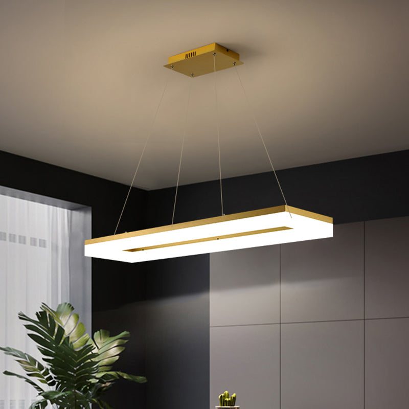Gold Finish Rectangular Island Light Simple Style Acrylic LED Ceiling Lighting Fixture Clearhalo 'Ceiling Lights' 'Island Lights' Lighting' 2546513