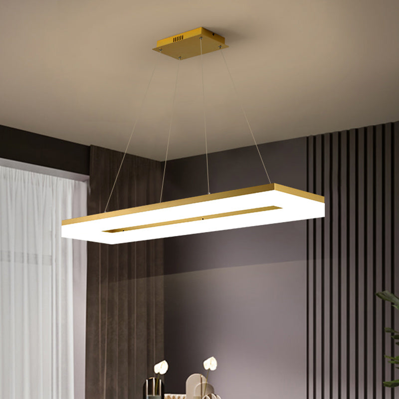 Gold Finish Rectangular Island Light Simple Style Acrylic LED Ceiling Lighting Fixture Clearhalo 'Ceiling Lights' 'Island Lights' Lighting' 2546514