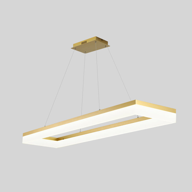 Gold Finish Rectangular Island Light Simple Style Acrylic LED Ceiling Lighting Fixture Gold 47" Remote Control Stepless Dimming Clearhalo 'Ceiling Lights' 'Island Lights' Lighting' 2546515