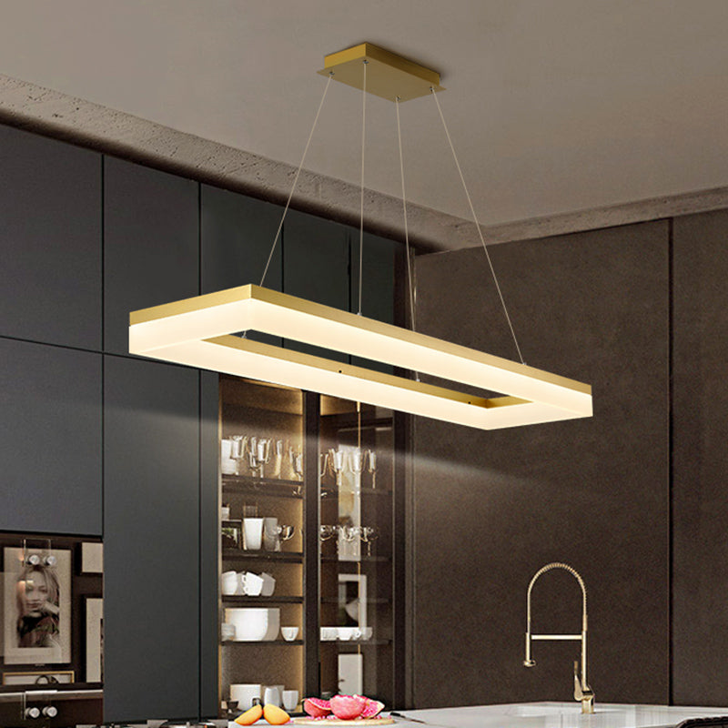 Gold Finish Rectangular Island Light Simple Style Acrylic LED Ceiling Lighting Fixture Clearhalo 'Ceiling Lights' 'Island Lights' Lighting' 2546517