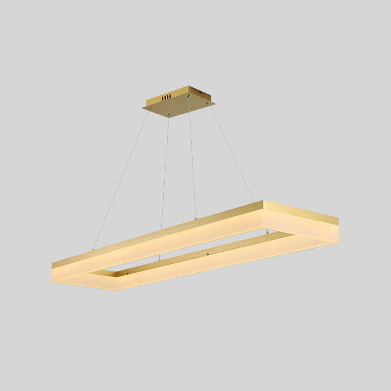 Gold Finish Rectangular Island Light Simple Style Acrylic LED Ceiling Lighting Fixture Gold 35.5" Warm Clearhalo 'Ceiling Lights' 'Island Lights' Lighting' 2546518