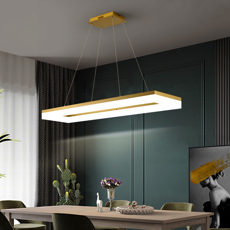 Gold Finish Rectangular Island Light Simple Style Acrylic LED Ceiling Lighting Fixture Clearhalo 'Ceiling Lights' 'Island Lights' Lighting' 2546519