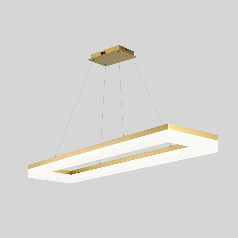 Gold Finish Rectangular Island Light Simple Style Acrylic LED Ceiling Lighting Fixture Gold 47" White Clearhalo 'Ceiling Lights' 'Island Lights' Lighting' 2546520