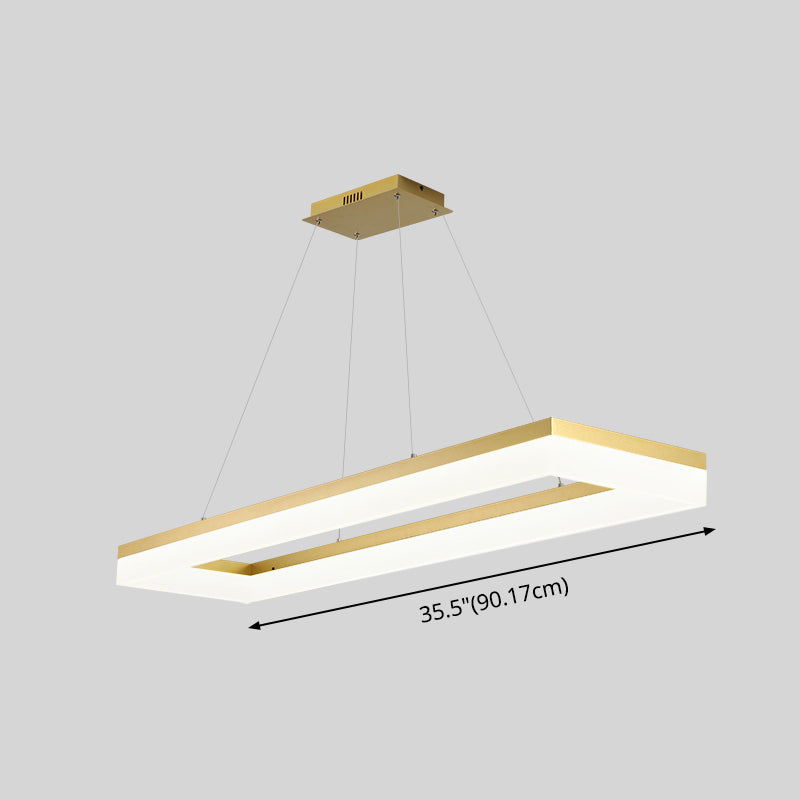 Gold Finish Rectangular Island Light Simple Style Acrylic LED Ceiling Lighting Fixture Clearhalo 'Ceiling Lights' 'Island Lights' Lighting' 2546521