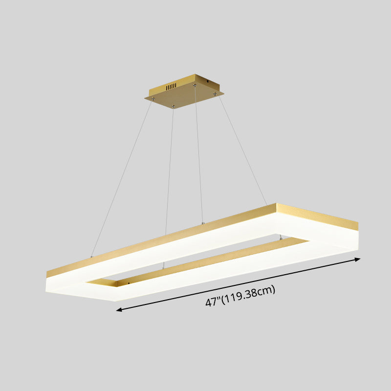 Gold Finish Rectangular Island Light Simple Style Acrylic LED Ceiling Lighting Fixture Clearhalo 'Ceiling Lights' 'Island Lights' Lighting' 2546522