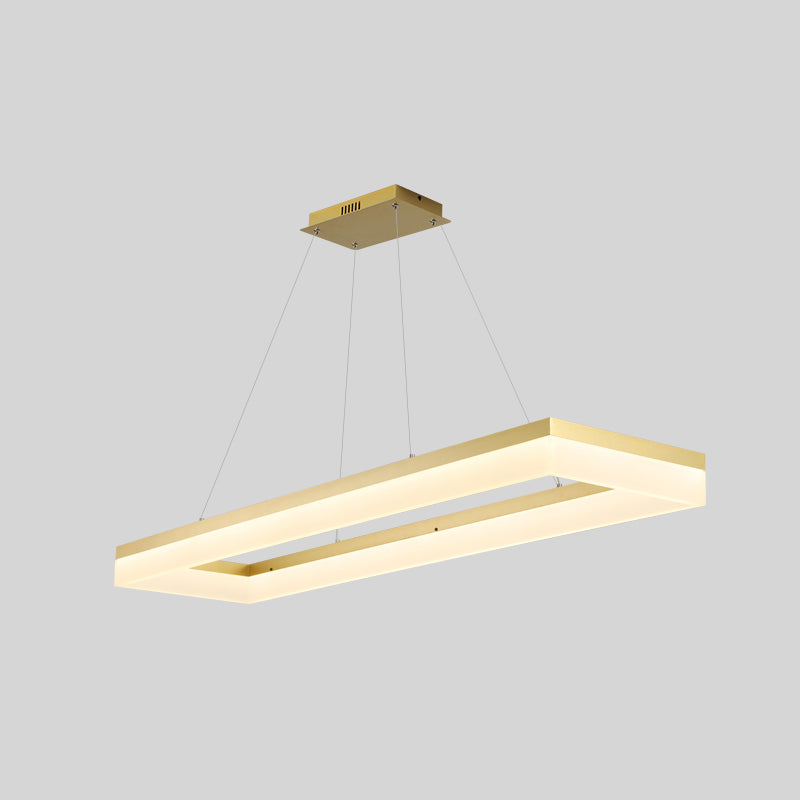 Gold Finish Rectangular Island Light Simple Style Acrylic LED Ceiling Lighting Fixture Gold 35.5" Natural Clearhalo 'Ceiling Lights' 'Island Lights' Lighting' 2546525