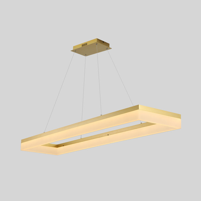 Gold Finish Rectangular Island Light Simple Style Acrylic LED Ceiling Lighting Fixture Gold 47" Warm Clearhalo 'Ceiling Lights' 'Island Lights' Lighting' 2546526