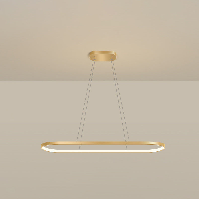 Metal Oblong Pendant Light Fixture Minimalist Gold Plated LED Island Lighting over Table Gold 27.5" Warm Clearhalo 'Ceiling Lights' 'Island Lights' Lighting' 2546528